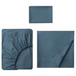IKEA DVALA Twin Dark Blue Sheet Set for Long-Lasting Breathable Comfort